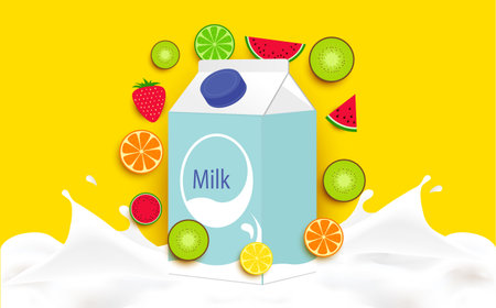 mixed fruit with milkのイラスト素材