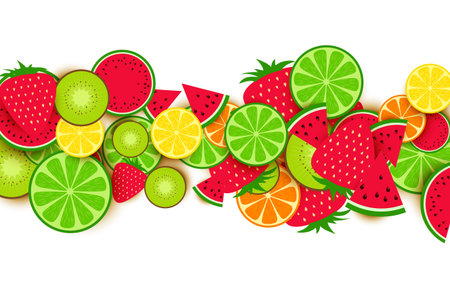 mixed fruit on the white backgroundのイラスト素材