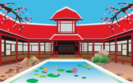 pond in the houseのイラスト素材