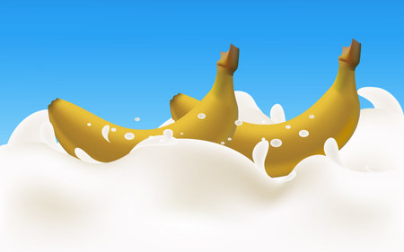 milk mixed with bananaのイラスト素材
