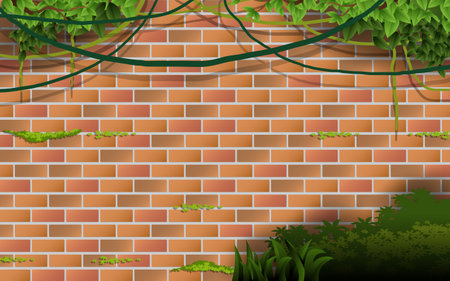 brick wall in the jungleのイラスト素材