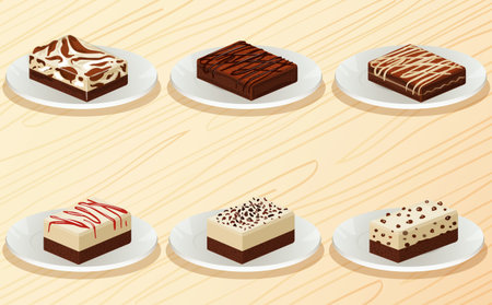 brownie in the plate on the wooden table