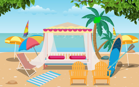 cabana in resort on the beachのイラスト素材