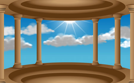 the sanctuary with clouds on the sky backgroundのイラスト素材