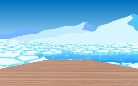 wooden bridge on the glacier at the geographic poleのイラスト素材
