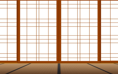 indoor Japanese room in the houseのイラスト素材