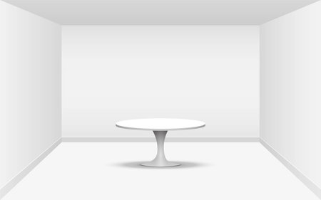 white round table in the white studio roomのイラスト素材