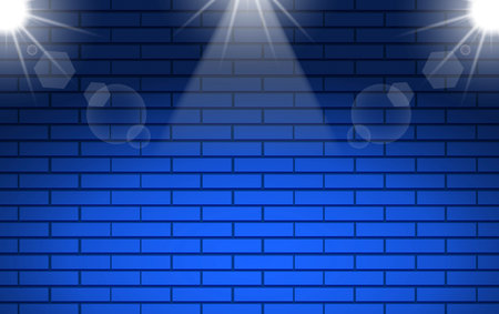 blue brick wall with white spotlightのイラスト素材