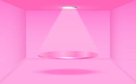 pink showscase in the pink studio roomのイラスト素材