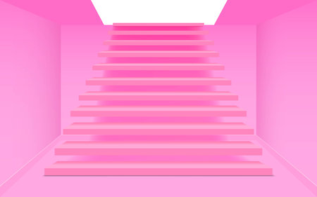 pink staircase in the pink roomのイラスト素材