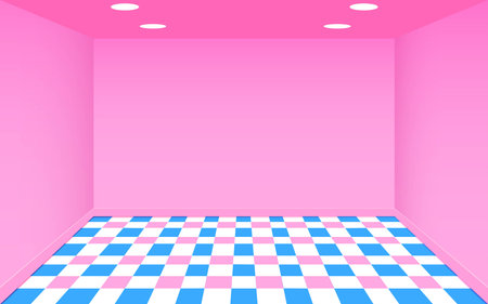 colorful floor in the pink studio roomのイラスト素材