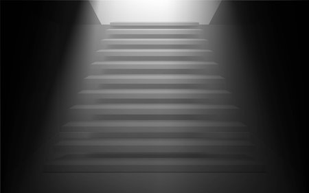 white staircase in the dark roomのイラスト素材