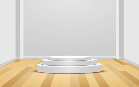 white podium in the white studio roomのイラスト素材