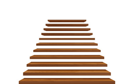 wooden staircase in the white roomのイラスト素材