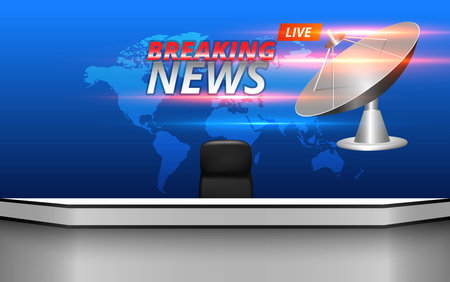 white table and lcds background in the news studio roomのイラスト素材