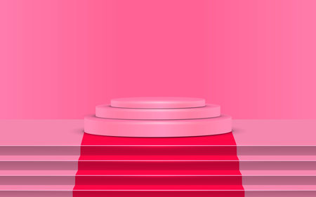 pink podium with red carpet on the stageのイラスト素材