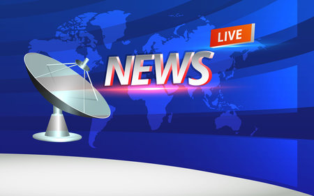 white stand and lcd in the news studio roomのイラスト素材
