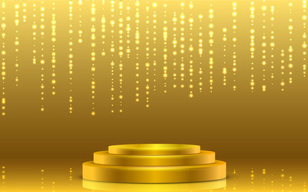 golden podium and white light in the studio roomのイラスト素材