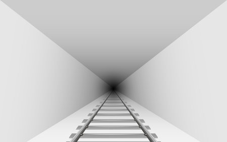 railroad tracks in the white tunnelのイラスト素材