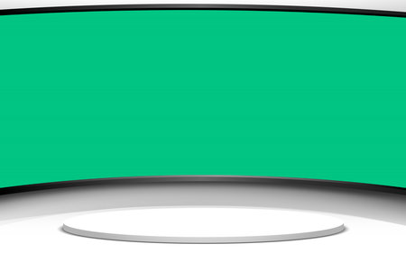 white stand with green screen in lcd background in the news studio roomのイラスト素材