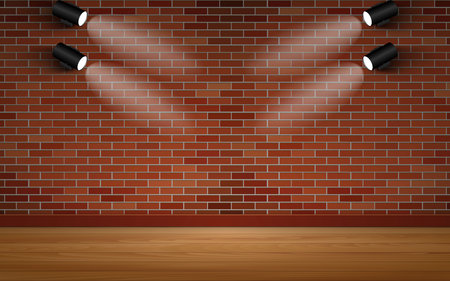 spotlight on the brick wall in the roomのイラスト素材
