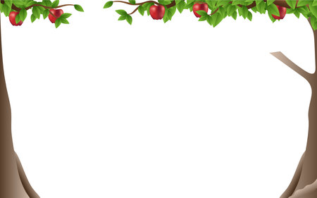 apple tree on the white backgroundのイラスト素材