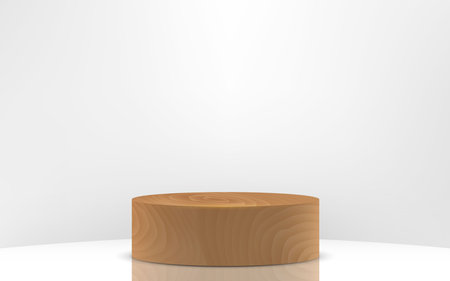 wooden cylinder in the white studio roomのイラスト素材