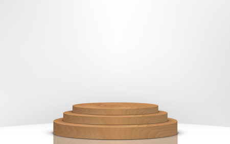 wooden podium in the white studio roomのイラスト素材