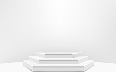 white podium in the white studio roomのイラスト素材
