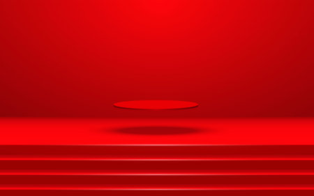 red podium and spotlight in the red roomのイラスト素材