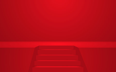 red staircase on the stage in the red roomのイラスト素材