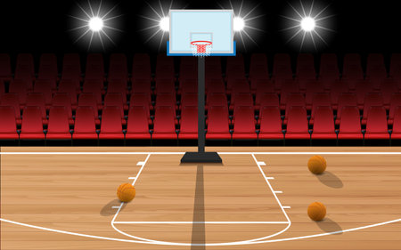 wooden basketball court in the hallのイラスト素材