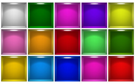 colorful shelf white colorful spotlight in the roomのイラスト素材
