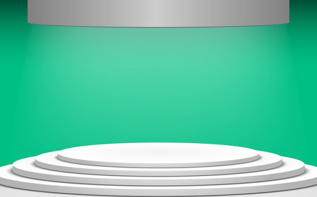 white stage and spotlight on the green backgroundのイラスト素材