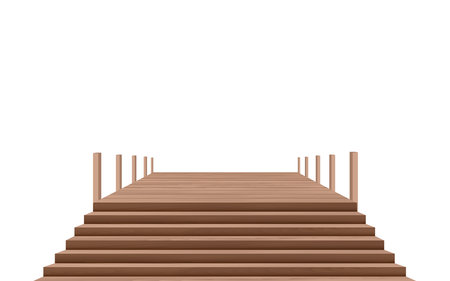 wooden bridge on the white backgroundのイラスト素材