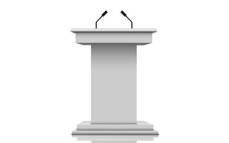 white announcement podium and microphone on the white backgroundのイラスト素材