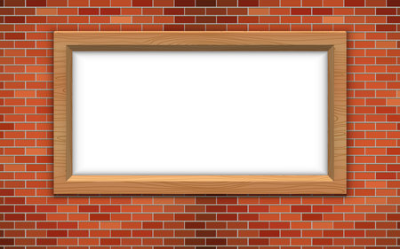 wooden frame on the red brick wallのイラスト素材