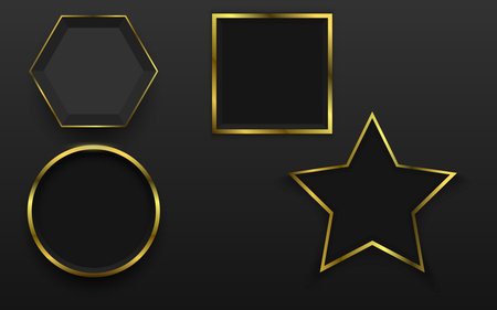 black and gold geometric shape in the dark roomのイラスト素材