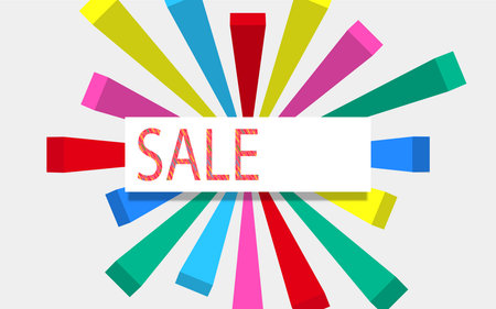 sale text on the white tag on the colorful texture backgroundのイラスト素材