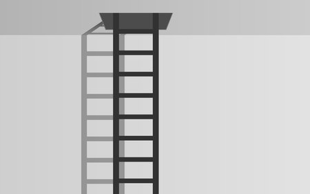 black ladder with light on the white ceilingのイラスト素材