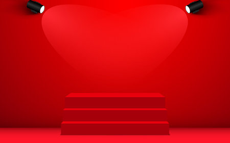 red podium with spotlight in the red roomのイラスト素材