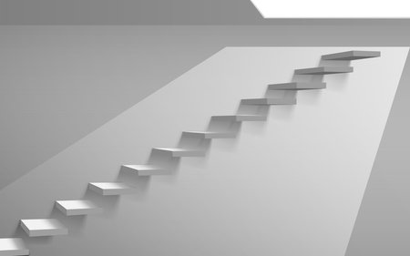 white staircase with light on the white ceilingのイラスト素材