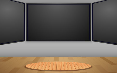wooden stand and led screen background in the news studio roomのイラスト素材