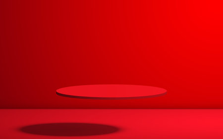 red podium and light in the red studio roomのイラスト素材