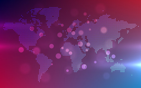 colorful world map mosaic of small dots with abstract backgroundのイラスト素材