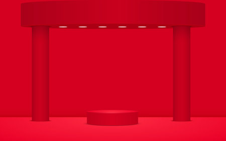 red podium and spotlight in the red domeのイラスト素材