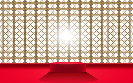 red podiums and sunlight from windows in the red roomのイラスト素材