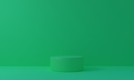 green podium in the green studio room.3d rendering.の写真素材