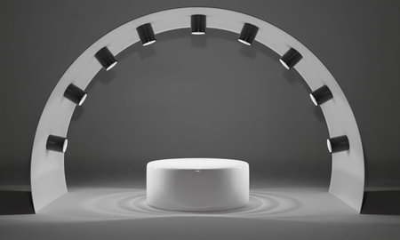 white podium with spotlight in the studio room.3d rendering.の写真素材