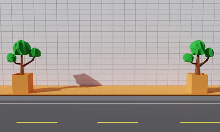 view of brick wall at the side road.3d rendering.の写真素材